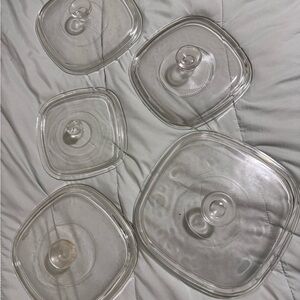 Set of Clear Glass Pyrex Lids